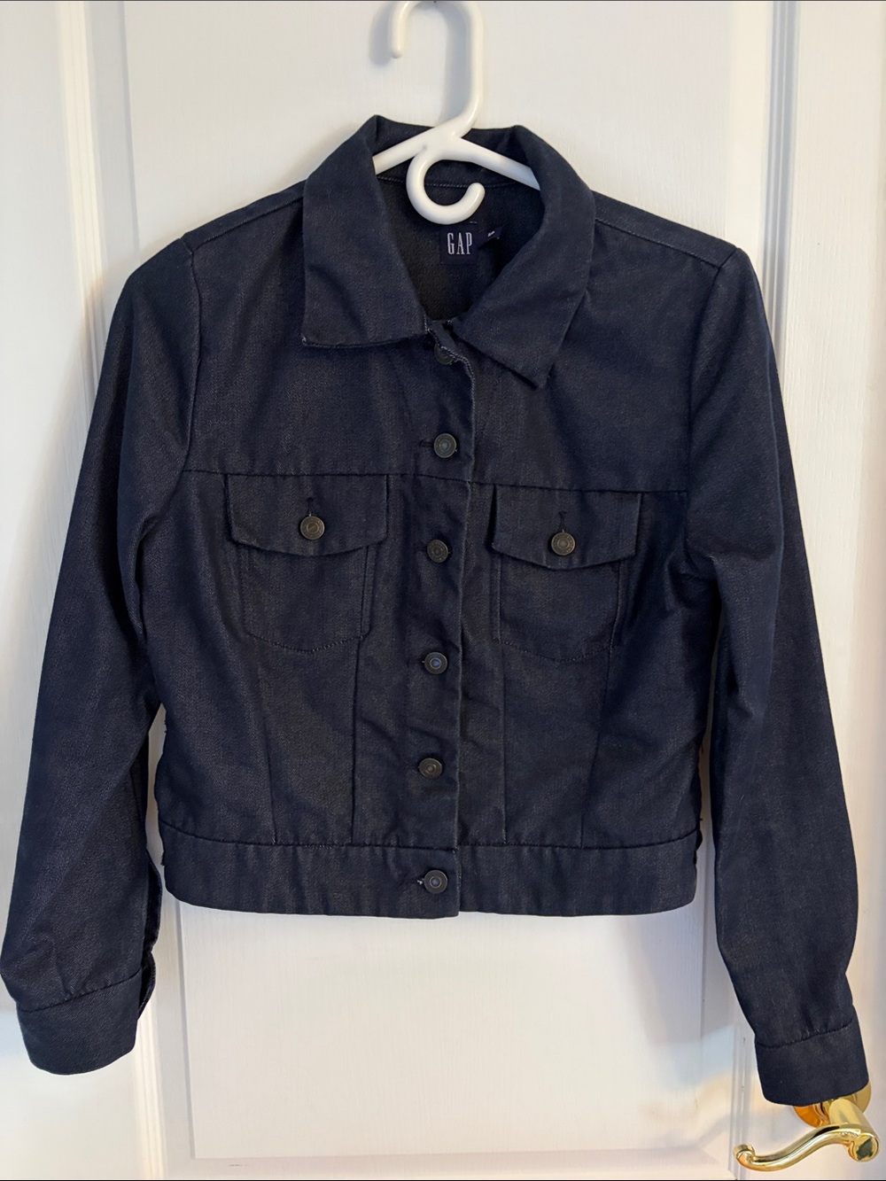 GAP Women’s Navy Button-Front Lightweight Denim Jacket